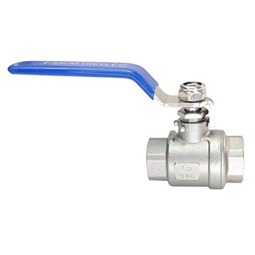 2PCS 1/2" Full Port NPT Female Thread Ball Valve 316 Stainless Steel for Water, Oil, and Gas WOG1000 - size: 2-pack x 1/2 Inch