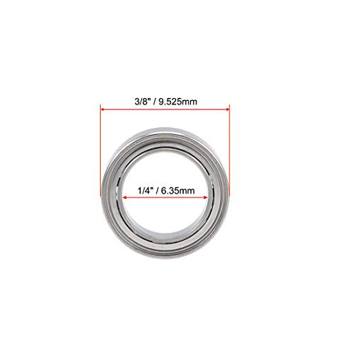 uxcell R168ZZ Deep Groove Ball Bearing 1/4-inchx3/8-inchx1/8-inch Shielded Z2 Lever Bearings 10pcs - size: 1/4"x3/8"x1/8"