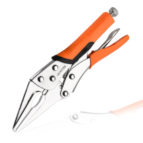 9.5" Long Nose Locking Pliers, Needle Nose Vise Grips, Forged Carbon Steel, Anti-Slip TPR Handle, Adjustable Clamping Pressure, Quick Release, Multipurpose Clamping Tool for Tight Spaces - style: 9.5" Long Nose