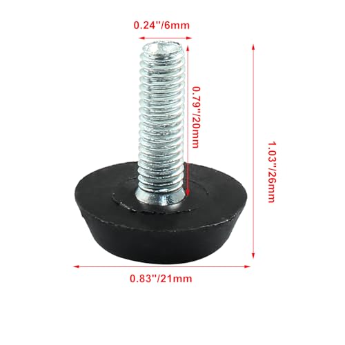 8 Pcs Furniture Levelers M6 x 20mm, Black Adjuster - size: M6 x 20mm