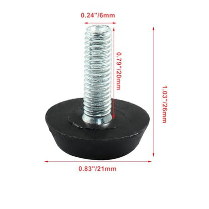 8 Pcs Furniture Levelers M6 x 20mm, Black Adjuster - size: M6 x 20mm