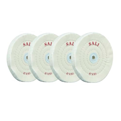 SALI 4 Pack Polishing Wheel for Bench Grinder Buffing Wheel 6 inch White Cotton (50 Ply) for Buffer Polisher Medium Polish Pad 1/2'' Arbor Hole - style: fine