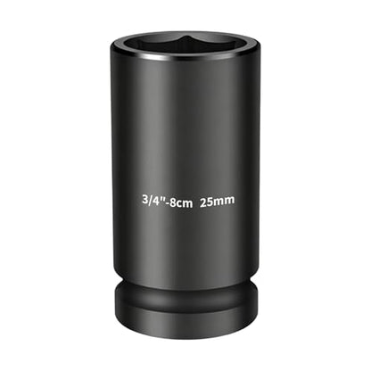 3/4-inch Drive Impact Socket, 1PC 25×80mm 6-Point CR-Mo Steel Deep Socket, Phosphated Rust Prevention Heavy-Duty Socket for Auto Repair - size: 25mm - Deep (80mm Length)