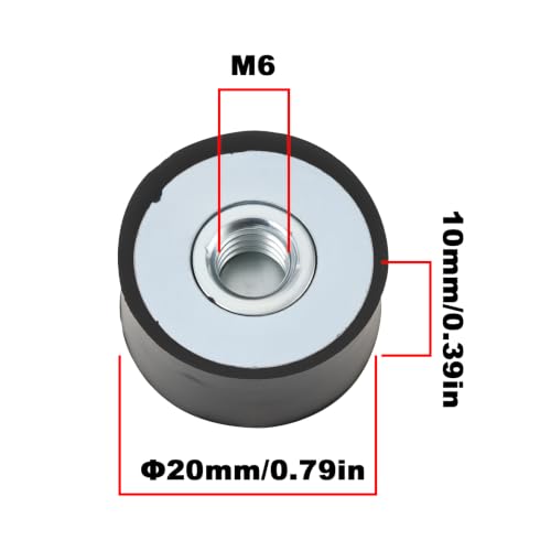 8pcs Rubber Vibration Isolator Mounts M6 x 20 x 10 mm Flat Base Feet Compatible with Machines