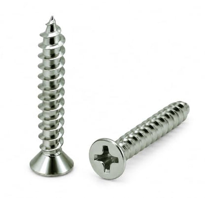 BCP Fasteners 100 Qty #6 x 1" Flat Head 304 Stainless Phillips Head Wood Screws (BCP19) - size: #6 x 1"