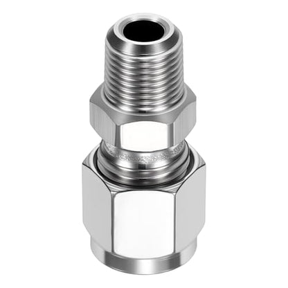 1/4"OD Compression x 1/8" NPT Male Union Coupling Connector - size: 1/4" OD Compression x 1/8" NPT Male