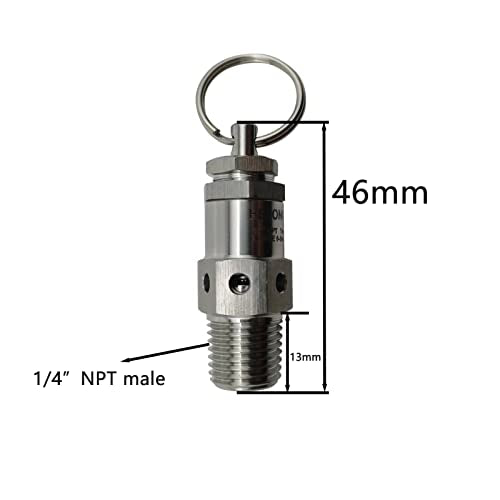 1/4" NPT Male Pressure Relief Valve,170psi Set Pressure,Stainless Steel SS304,Adjustable Range 115-175psi - color: 170psi Set Pressure