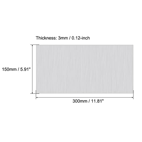 uxcell 6061 Aluminum Sheet, 300mm x 150mm Rectangle Aluminum Plate 3mm Thick Flat Metal Stock with Protective Film - size: 300mmx150mmx3mm
