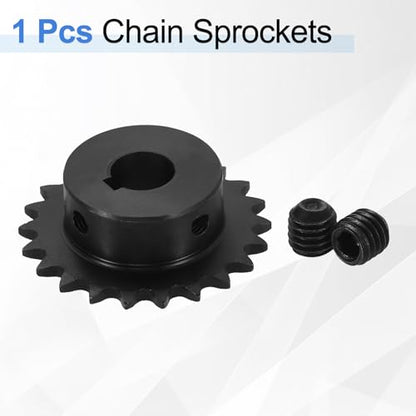 uxcell #25 Chain Roller Sprocket 12mm Bore 47.5mm OD, 22 Tooth C45 Carbon Steel ANSI #25 Roller Sprocket Round Hole with 4x1.8mm Keyway & Set Screws for ISO 04C Chain, Black - size: 12mm Bore 47.5mm OD, 22 Tooth, 4x1.8mm Keyway