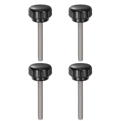uxcell 4pcs Knurled Clamping Knobs M6 x 45mm Metric 304 Stainless Steel Male Thread Thumb Screw on Type 25mm Plastic Round Head Threaded Hand Bolt Stud Knobs Black - size: M6 x 45mm x 25mm