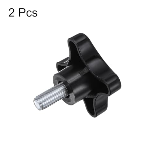 HARFINGTON 2pcs Star Knobs M10 x 20mm Male Thread Plastic 4-Star Stud Knob Hand Tightening Clamping Screw Replacement Threaded Handle, Black - size: M10 x 20mm