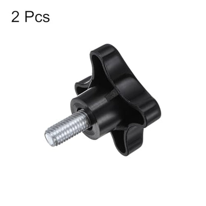 HARFINGTON 2pcs Star Knobs M10 x 20mm Male Thread Plastic 4-Star Stud Knob Hand Tightening Clamping Screw Replacement Threaded Handle, Black - size: M10 x 20mm