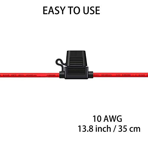 10 Gauge Fuse Holder - 10 AWG Inline Fuse Holder with 40 AMP ATC Blade Fuses (4pack)