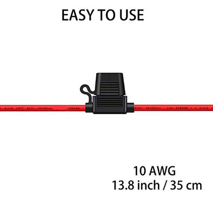 10 Gauge Fuse Holder - 10 AWG Inline Fuse Holder with 40 AMP ATC Blade Fuses (4pack)