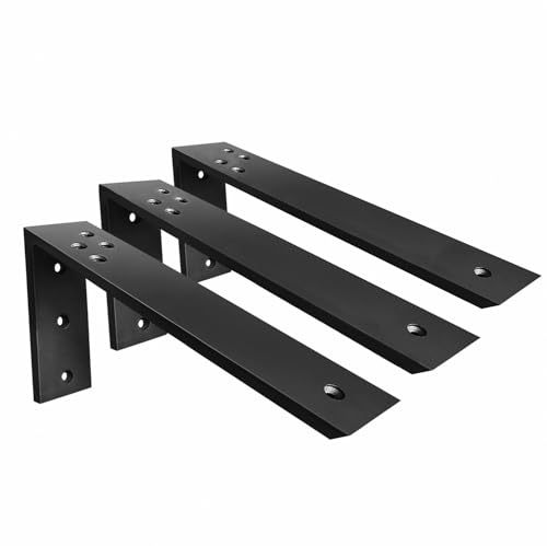 Countertop Support Brackets 3 Pack L Bracket Countertop Brackets 14" x 6" x 2.5" Heavy Duty 3/8" Thick Shelf Brackets Metal Corbels L Shape Bracket for Wood Shelf/Quartz/Granite/Concret Countertops - size: 14 Inch, style: Black-3 Pack