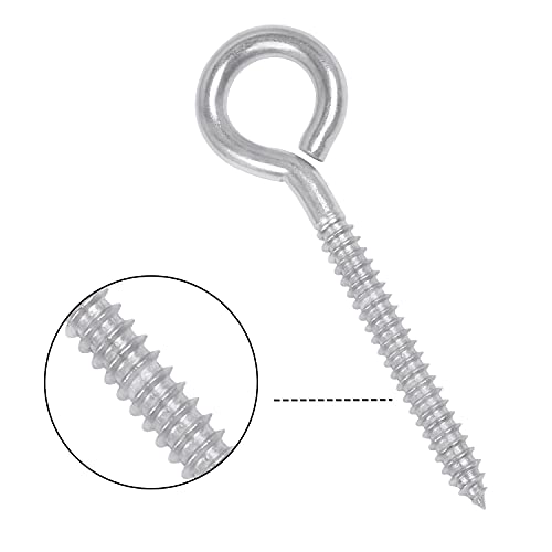 SHONAN 4.5" Stainless Steel Eye Screws for Wood, 5 Pcs Heavy Duty Screw Eye Hooks, Large Eye Screw Hooks for Hanging Hammock, Swing, Clothesline, Eye Bolt Hooks for Outdoor Activities, 250 Lbs - size: 4.5 Inch, 5 Pack