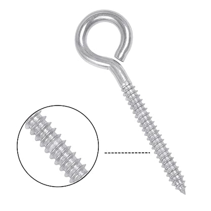 SHONAN 4.5" Stainless Steel Eye Screws for Wood, 5 Pcs Heavy Duty Screw Eye Hooks, Large Eye Screw Hooks for Hanging Hammock, Swing, Clothesline, Eye Bolt Hooks for Outdoor Activities, 250 Lbs - size: 4.5 Inch, 5 Pack