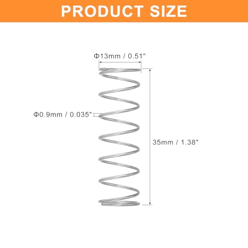 uxcell 5Pcs Compression Spring, Wire Diameter 0.035", OD 0.51", Free Length 1.38" 304 Stainless Steel Coil Mechanical Compressed Spring, Silver - size: 0.035" x 0.51" x 1.38"