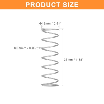uxcell 5Pcs Compression Spring, Wire Diameter 0.035", OD 0.51", Free Length 1.38" 304 Stainless Steel Coil Mechanical Compressed Spring, Silver - size: 0.035" x 0.51" x 1.38"