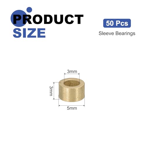 uxcell 50Pcs Sleeve Bearings, 3mm Bore x 5mm OD x 3mm Length, Self-Lubricating Sintered Bronze Bushings - size: 3mm Bore x 5mm OD x 3mm Length