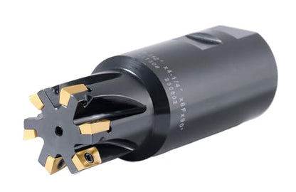 Accusize 1-1/4 in 90 Deg Square Shoulder Indexable End Mill - size: 1-1/4" Cut, 1-1/2" Shk, 6 Fl, w/ 10 add'l inserts