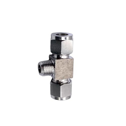 1 Pcs Stainless Steel Compression Coupler Tube Fittings, 10mm Tube OD × 1/4" NPT Tee Union to Male Adapter Connector for Fuel, Oil, Gas, Water and Other Pipeline Systems