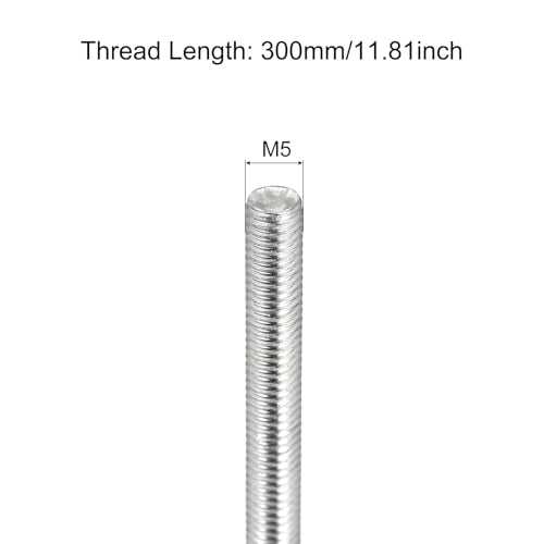 MECCANIXITY Fully Threaded Rod M5x300mm 0.8mm Thread Pitch Right Hand Rods - size: M5 x 300mm