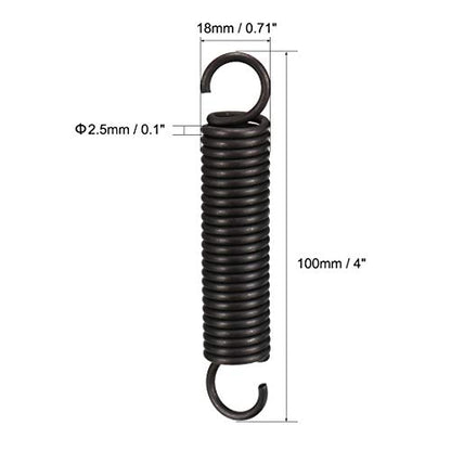 uxcell Extension Spring - 2.5mm Wire Dia, 18mm OD, 100mm Free Length Spring Steel Small Dual Hook Tension Spring - size: 100mm