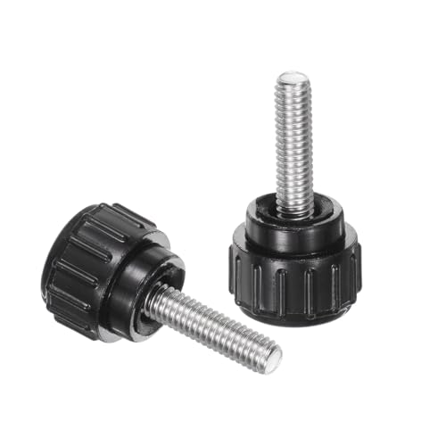 uxcell 12pcs Knurled Clamping Knobs M4 x 16mm Metric 304 Stainless Steel Male Thread Thumb Screw on Type 14mm Plastic Round Head Threaded Hand Bolt Stud Knobs Black - size: M4 x 16mm x 14mm