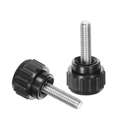 uxcell 12pcs Knurled Clamping Knobs M4 x 16mm Metric 304 Stainless Steel Male Thread Thumb Screw on Type 14mm Plastic Round Head Threaded Hand Bolt Stud Knobs Black - size: M4 x 16mm x 14mm