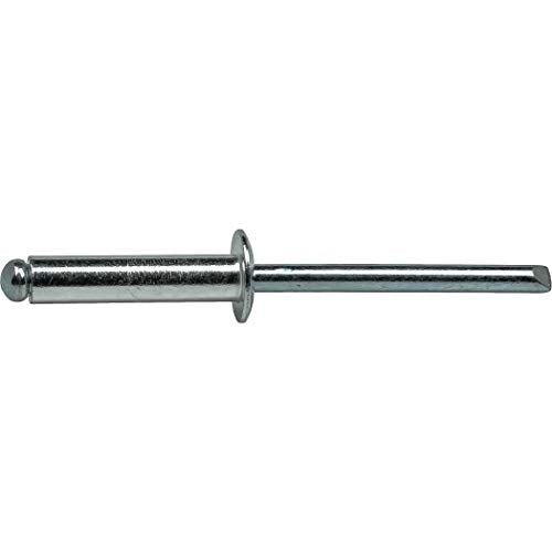 Fastenere Pop Rivets 1/8" x 1/2" (100 pcs) Aluminum Body Steel Mandrel, Heavy Duty, Open End, Low Carbon Steel, Dome Head Blind Rivets, Corrosion Resistant & High Shear Strength, 4-8 Gap .376" - .500" - size: 1/8" x 1/2" (4-8) (100 Pack)