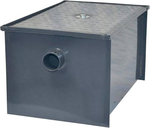 20 LB Carbon Steel Grease Trap Interceptor for Restaurant Under Sink Kitchen, Commercial Grease Interceptor for Dishwashers & Sinks, Oil Separator for Food Trucks, Cafes & Commercial Kitchens