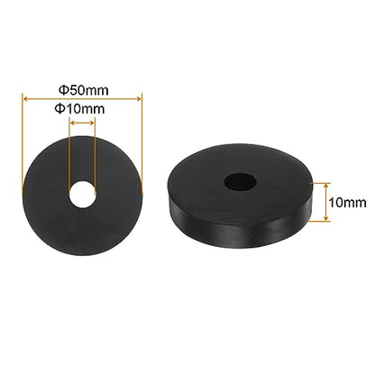 HARFINGTON 8pcs Rubber Spacer 2 Inch OD 0.4 Inch ID 0.4 Inch Thick Neoprene Round Anti Vibration Isolation Pads Isolator Rubber Washers Bushings for Home Cars Boat Accessories, Black - size: 10mm x 50mm x 10mm