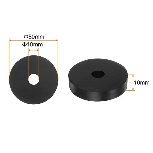 HARFINGTON 8pcs Rubber Spacer 2 Inch OD 0.4 Inch ID 0.4 Inch Thick Neoprene Round Anti Vibration Isolation Pads Isolator Rubber Washers Bushings for Home Cars Boat Accessories, Black - size: 10mm x 50mm x 10mm