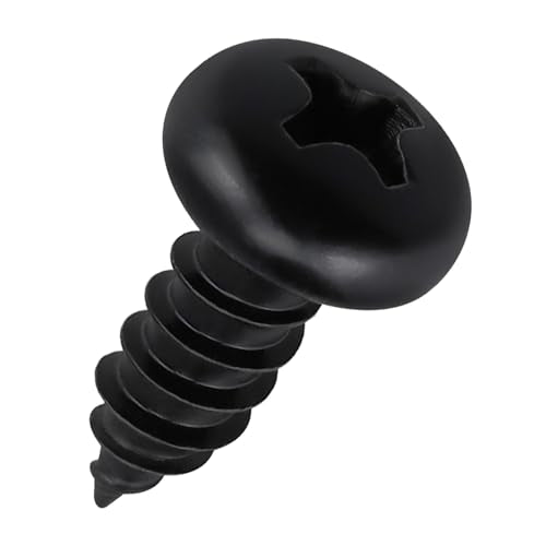 #10 x 3/8" (50 Pack) Stainless Steel Pan Head Self Tapping Screws, 304 SS (18-8) Black Coated, Phillips Drive Round Head Corrosion Resistant Screws for Wood & Sheet Metal - size: #10 x 3/8"