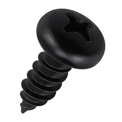 #12 x 1/2" (50 Pack) Stainless Steel Pan Head Self Tapping Screws, 304 SS (18-8) Black Coated, Phillips Drive Round Head Corrosion Resistant Screws for Wood & Sheet Metal - size: #12 x 1/2"