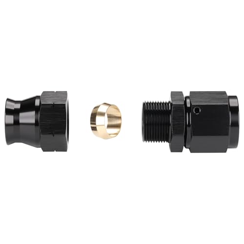 8AN Female Flare to 3/8" Hardline Compression Fitting Adapter Straight Aluminum Black - color: Black - 1PCS, size: 8AN to 3/8"