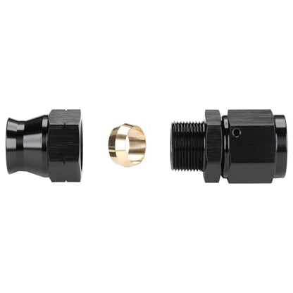 8AN Female Flare to 3/8" Hardline Compression Fitting Adapter Straight Aluminum Black - color: Black - 1PCS, size: 8AN to 3/8"