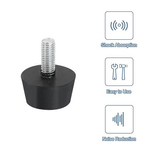 uxcell 4Pcs Rubber Vibration Isolators Mounts Rubber Shock Absorber Mounts, 1.18" x 0.63" Conical Studs with M8 x 20mm Threaded, Silent Block for Air Compressors, Motor, Engines, Black - size: 1.18" x 0.63", M8 x 20mm