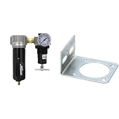 Milton 1108 1/2" Filter and Regulator Duo, Black & 1163 Piggyback and Regulator Mounting Bracket