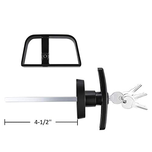 Shed Door Latch T-Handle Lock Kit with 4 Keys,Storage Barn Shed Door Hardware Lock Set 4½" and 5½" Stem - size: 4-1/2 Inch Stem
