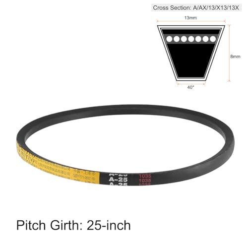 uxcell A25 Drive V-Belts 25" Pitch Length 13mm Width 8mm Thick JIS Standard A-Section Rubber Drive Transmission Belt 2pcs - size: 25"