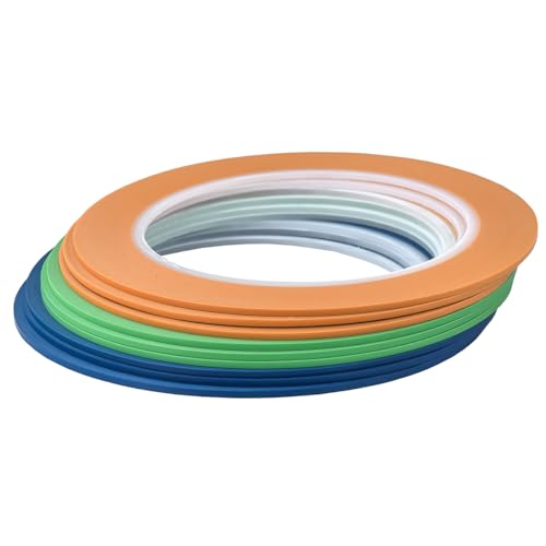 JINBING 9 Rolls Fine Line Tape High-Temp Viny Fineline Masking Tape Painters Tape 3-Colors (1/16 inch) - size: 1/16 inch 9pcs