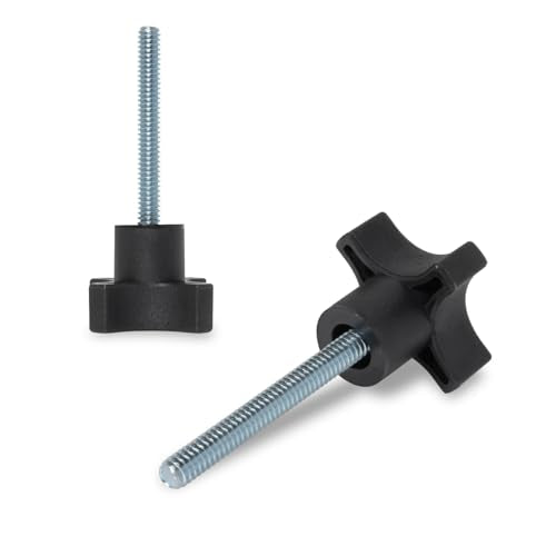 POWERTEC 10 Pack 1/4"-20 4 Point Knobs with 2" Threaded Stud, Thumb Screw Knobs with Bolts for Lawn Mower, Umbrella Base, Woodworking Tools & Jigs, Clamps (QNB3011-P2) - style: 1/4", 4-Point, 2" Stud