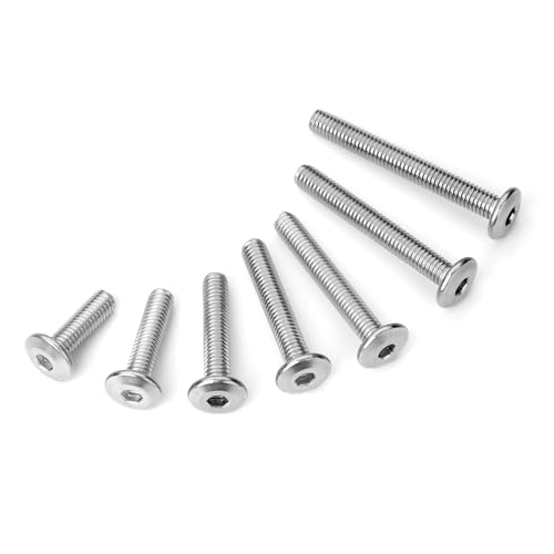 30Pcs M6 x 50mm M6 Screws, Flat Head M6x1.0 Bolt Hex Socket Cap Screws Bolts, M6 Bolts 304 Stainless Steel Furniture Screws Full Thread, Bright Finish & Hex Spanner By Mywish - color: Silver-M6, size: 50mm