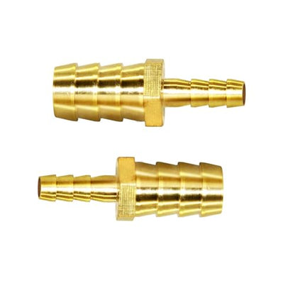 Hose Barb Reducer 5/16" to 1/2" Reducing Barb Fitting Hex Union Brass Adapter - size: 5/16" × 1/2"