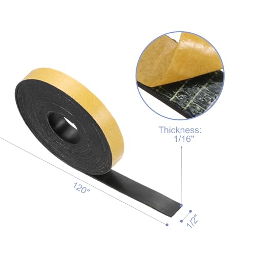 MECCANIXITY Adhesive Neoprene Rubber Strips Sheet 1/2 Inch x 120 Inch x 1/16 Inch Thick Yellow Rubber Weather Stripping for DIY Seal Pads Sound-Proofing Pack of 1 - color: Yellow, size: 1/2" x 120" x 1/16"