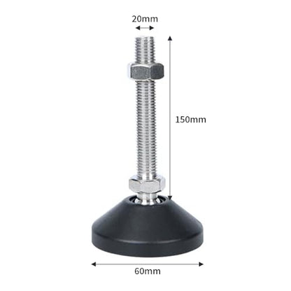 BORDSTRACT 4Pcs M20 Leveling Feet, Adjustable Threaded Levelers, Anti Skid Swivel Furniture Levelers, Heavy Duty Machine Leveling Feet for Workbench, Mechanical Equipment (D60*M20*150) - size: D60*M20*150