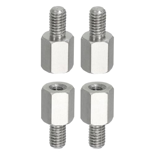 PATIKIL Standoff Screws, 4pcs M6x10mm Male to M4x12mm Female 304 Stainless Steel Thread Reducing Hex Standoff Spacer Screw Nuts Thread Adapters Reducer for PCB Motherboard - size: M6x10mm Male to M4x12mm Female