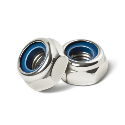 (50 Pack) #8-32 Nylon Insert Locknuts, 304 Stainless Steel 18-8 Nylock Nuts, Coarse Thread, Hex Drive, Bright Finish, for Furniture, Tools, Handle, Repairing Jobs - size: #8-32